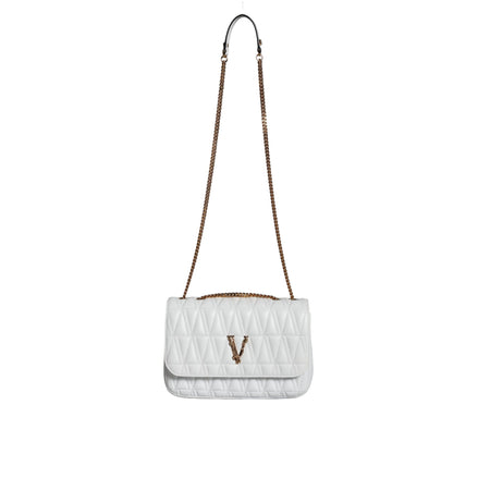 Geantă de umăr/crossbody Versace din piele Nappa albă, mini