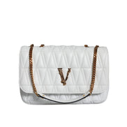 Geantă de umăr/crossbody Versace din piele Nappa albă, mini