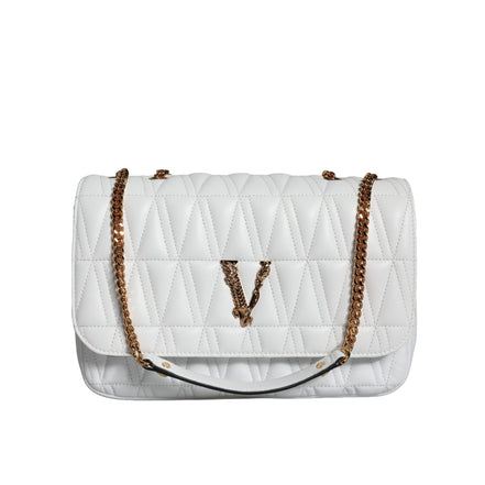 Geantă de umăr/crossbody Versace din piele Nappa albă, mini