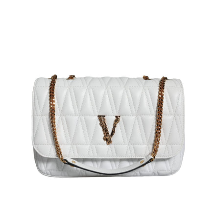 Geantă de umăr/crossbody Versace din piele Nappa albă, mini