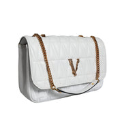 Geantă de umăr/crossbody Versace din piele Nappa albă, mini
