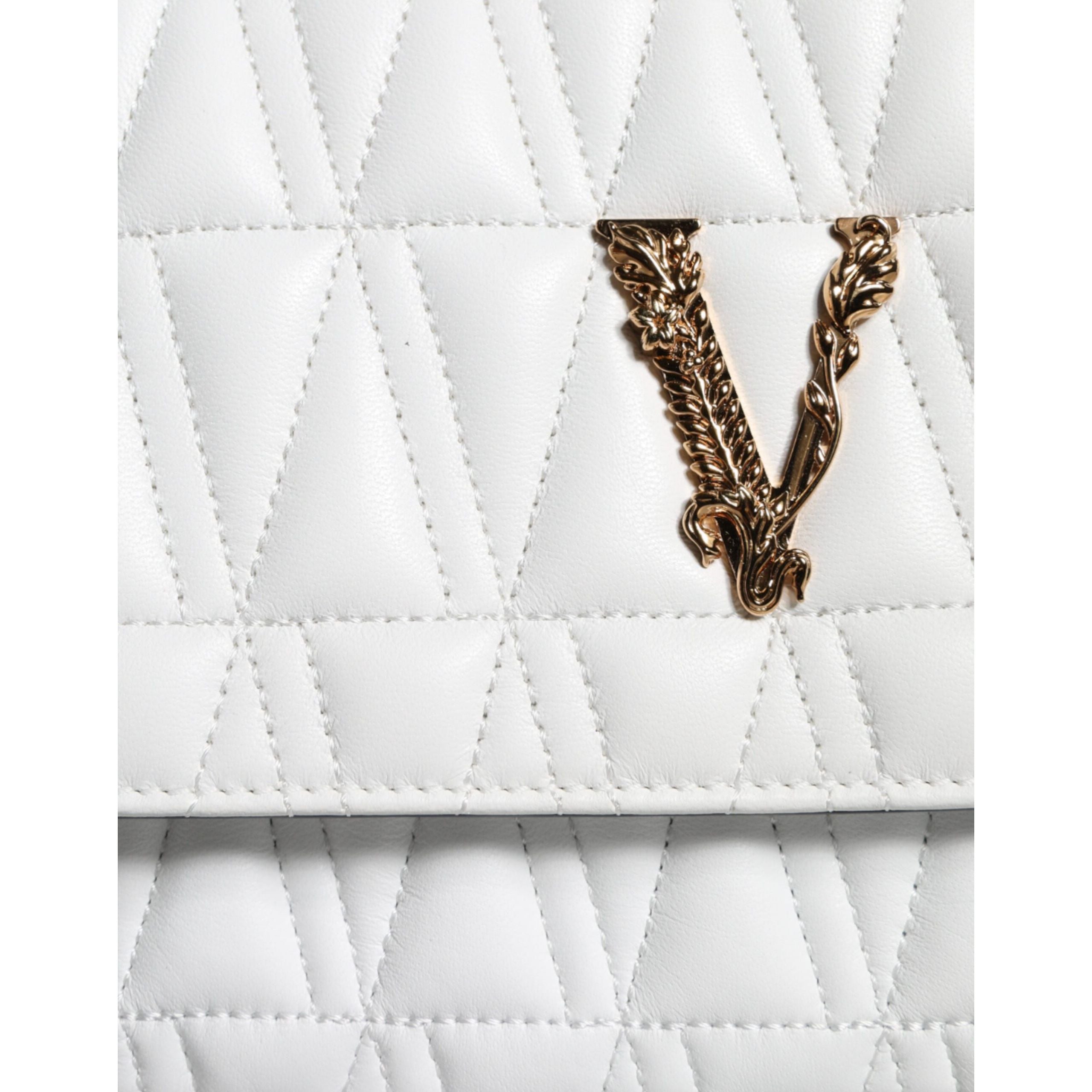 Geantă de umăr/crossbody Versace din piele Nappa albă, mini