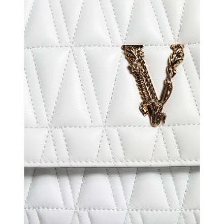 Geantă de umăr/crossbody Versace din piele Nappa albă, mini