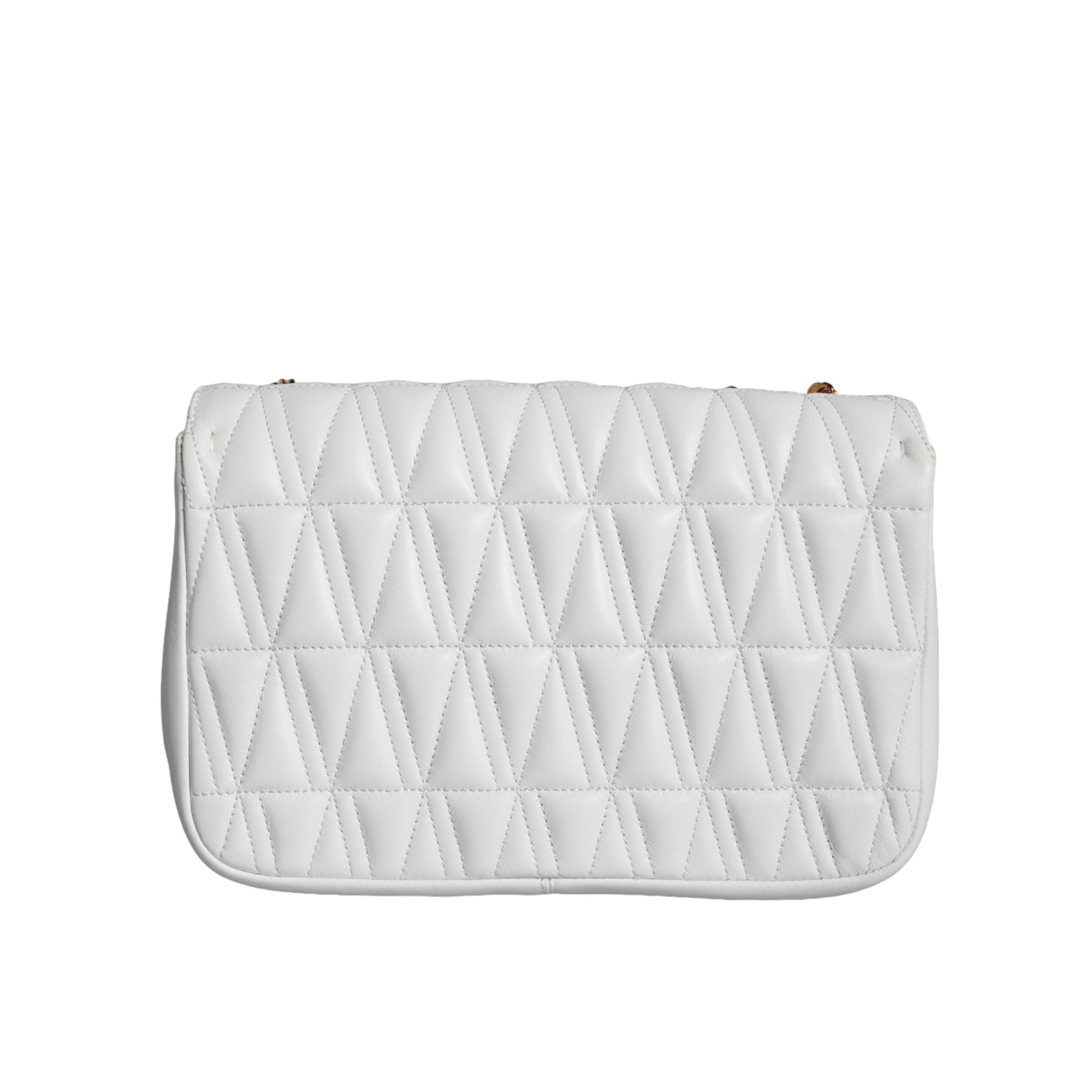 Geantă de umăr/crossbody Versace din piele Nappa albă, mini