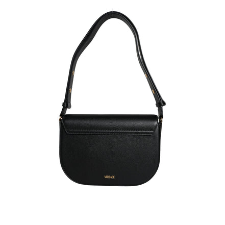 Versace Black Grainy Logo Crossbody Shoulder Bag