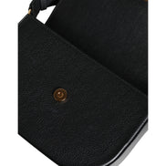 Versace Black Grainy Logo Crossbody Shoulder Bag