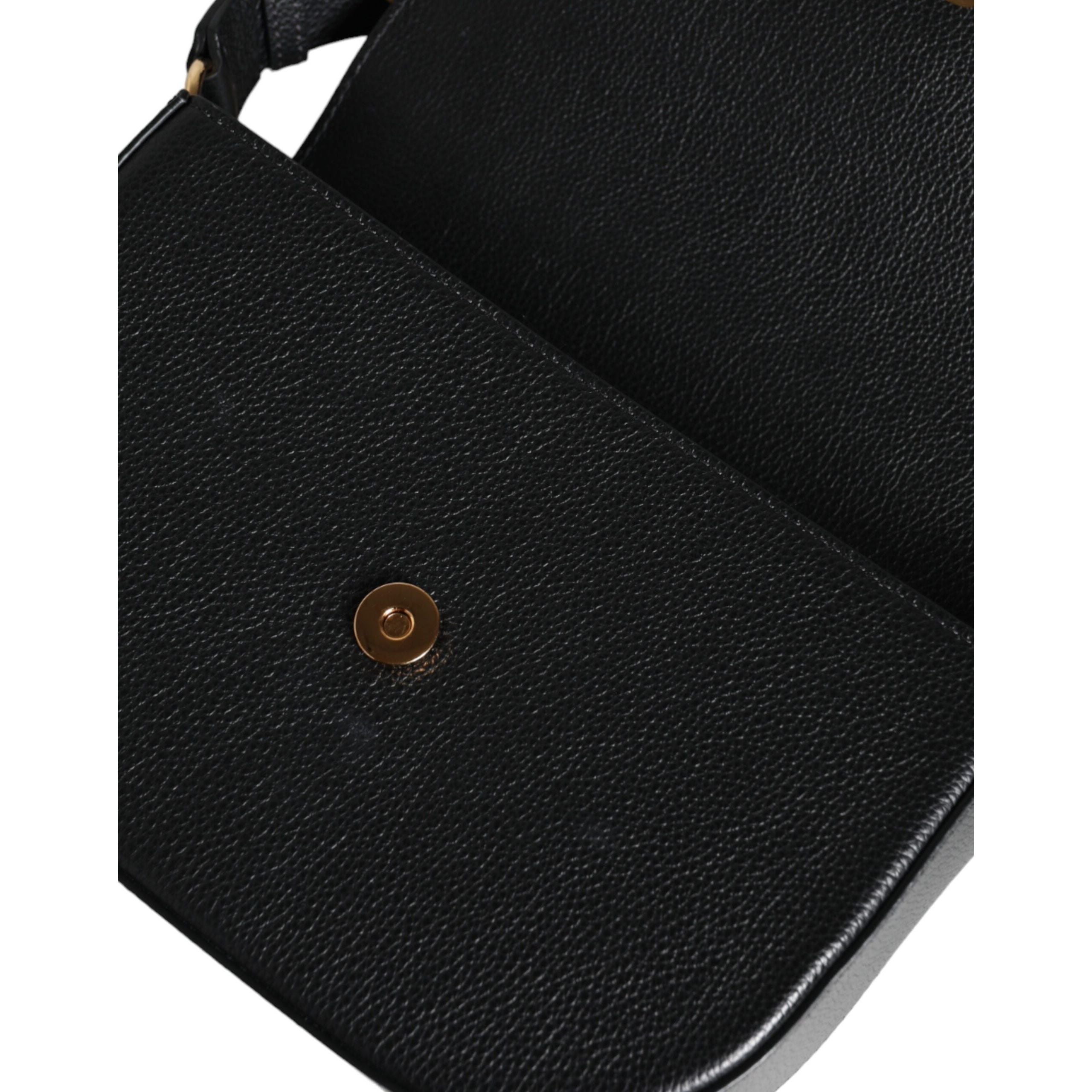Versace Black Grainy Logo Crossbody Shoulder Bag