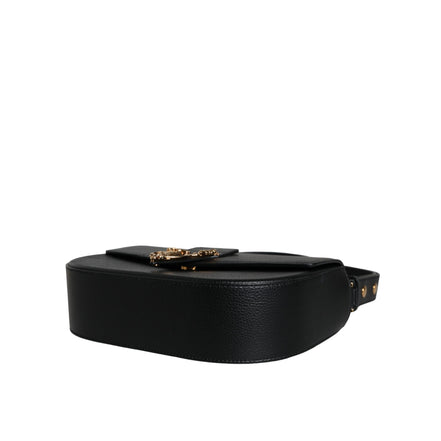 Versace Black Grainy Logo Crossbody Shoulder Bag
