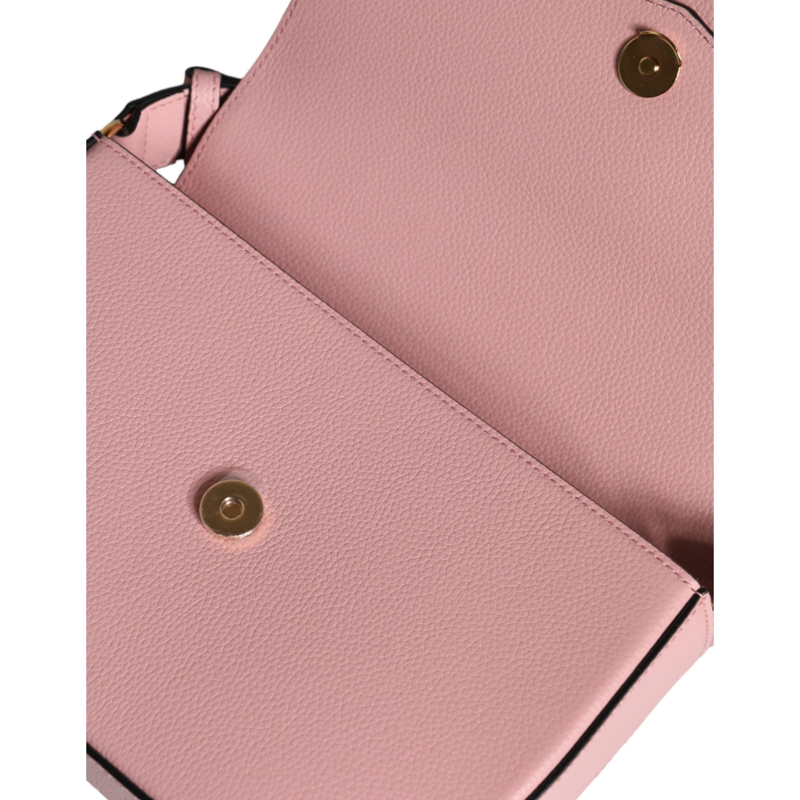 Versace Pink Grainy Logo Crossbody Shoulder Bag