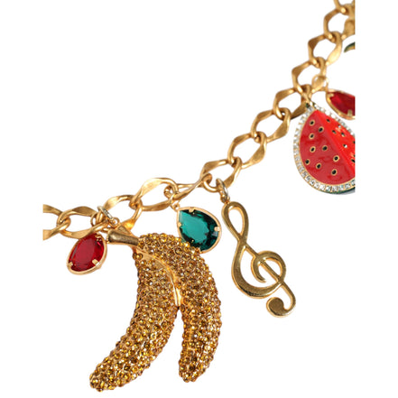 Lanț de talie Dolce & Gabbana din alamă aurie, cu cristale în formă de fructe