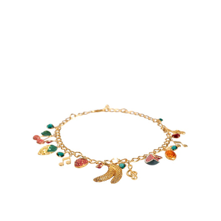 Lanț de talie Dolce & Gabbana din alamă aurie, cu cristale în formă de fructe