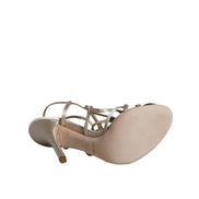 Sandale cu toc stiletto din piele bej Dolce & Gabbana