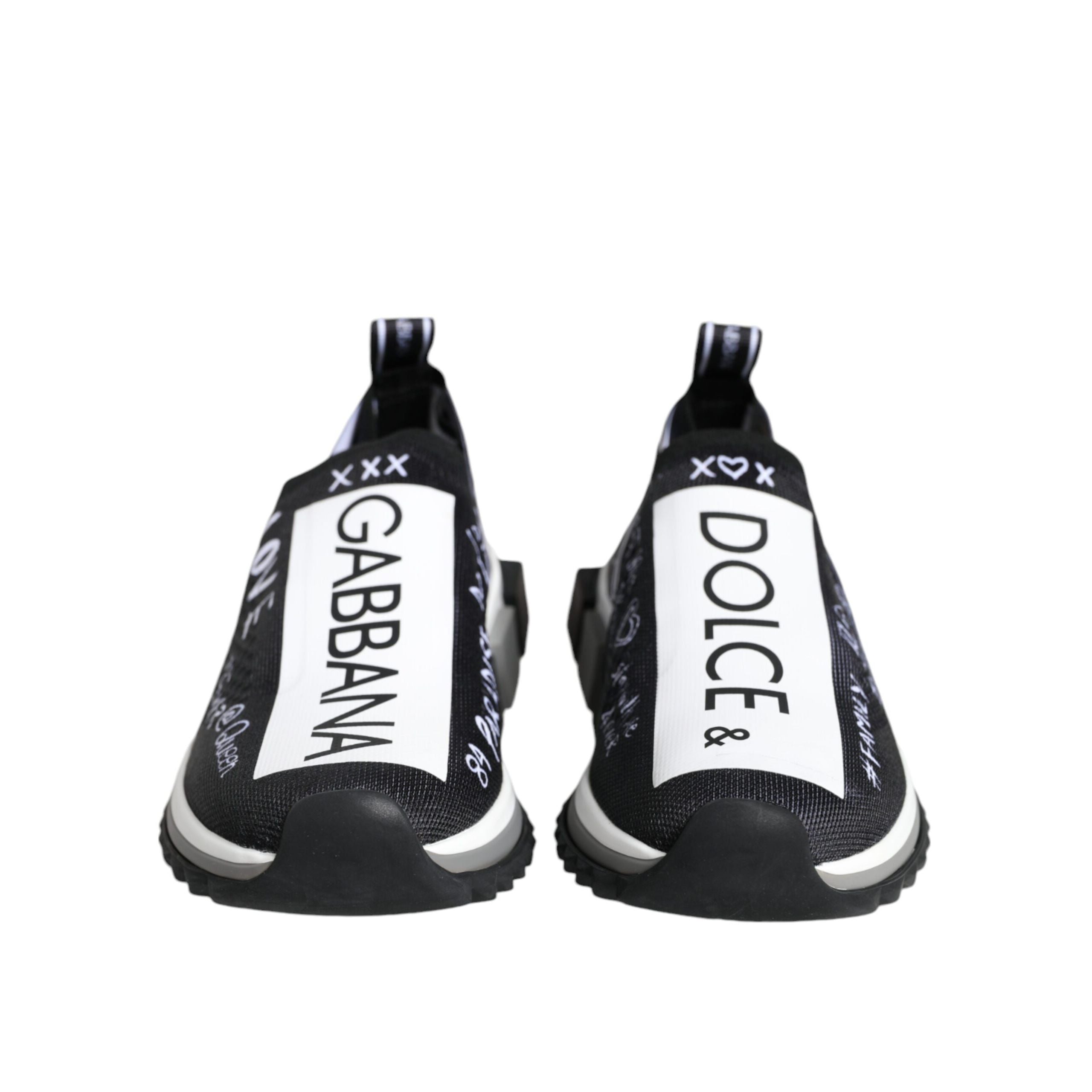 Adidași Dolce & Gabbana Sorrento cu profil jos, alb-negru