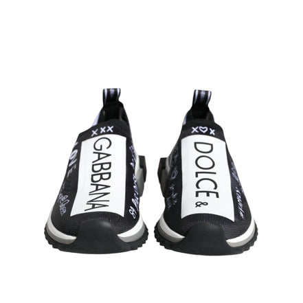 Adidași Dolce & Gabbana Sorrento cu profil jos, alb-negru