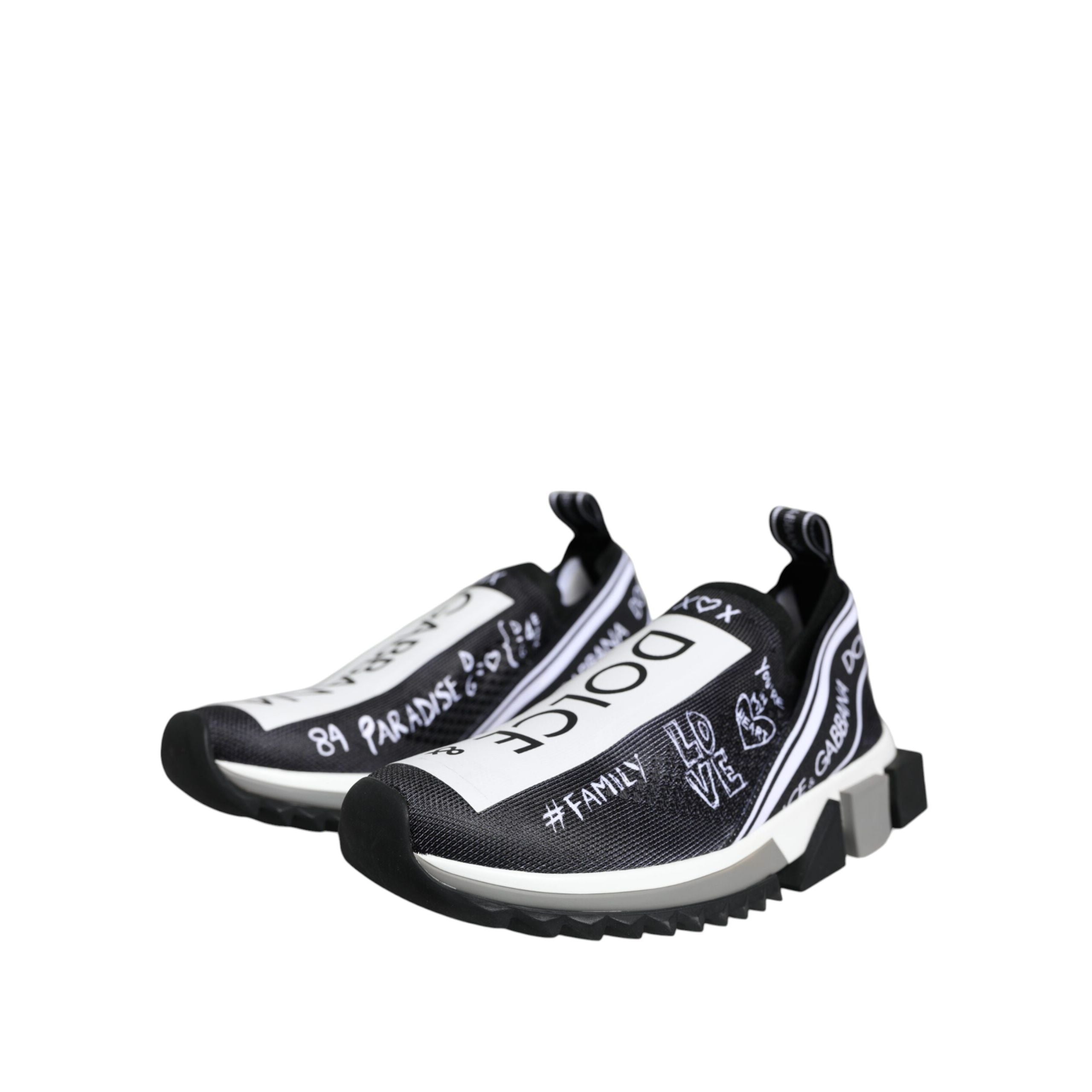Adidași Dolce & Gabbana Sorrento cu profil jos, alb-negru