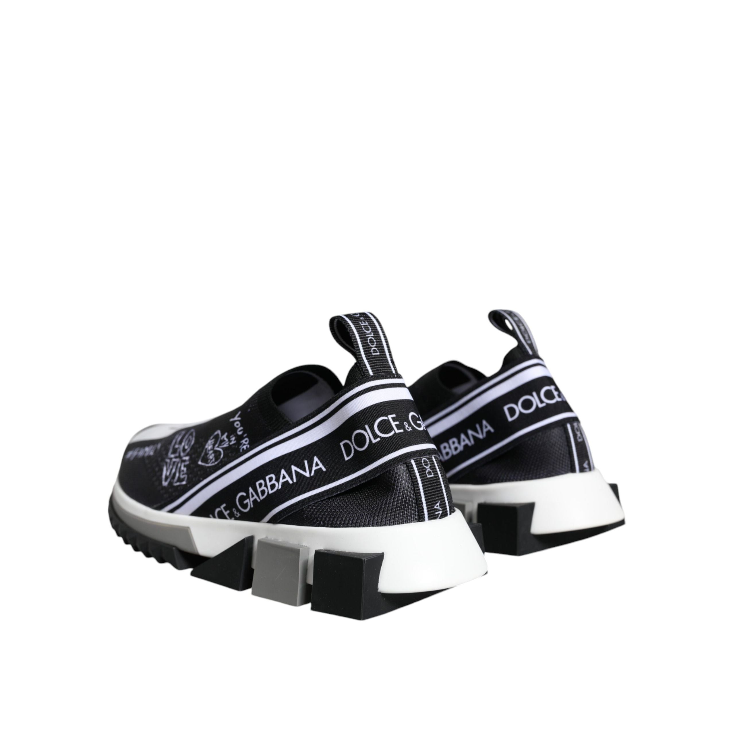 Adidași Dolce & Gabbana Sorrento cu profil jos, alb-negru