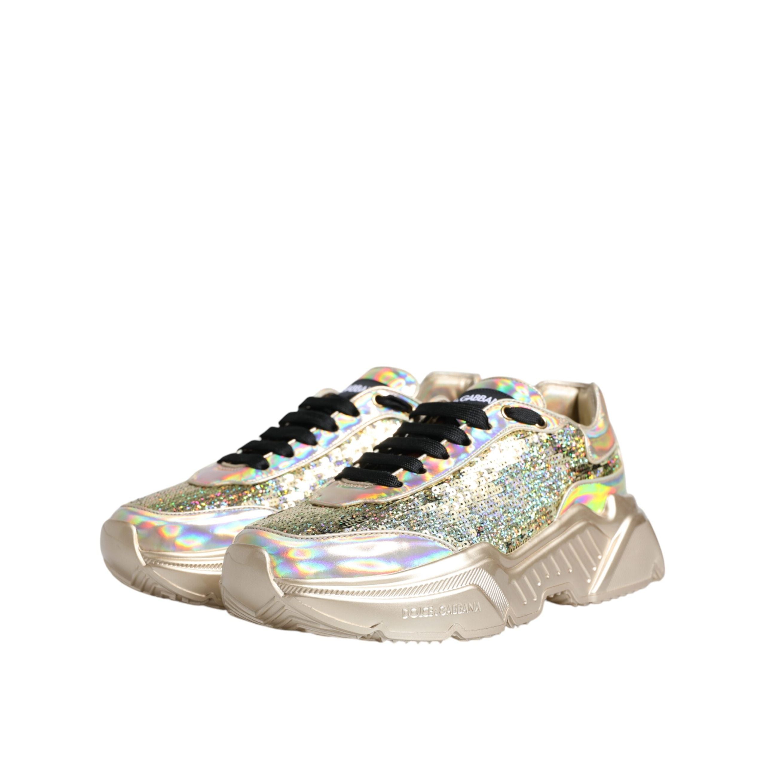 Dolce & Gabbana Gold Sequin Iridiscent Daymaster Sneakers