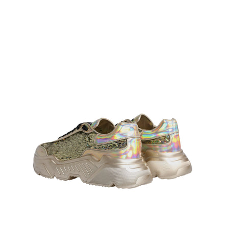 Dolce & Gabbana Gold Sequin Iridiscent Daymaster Sneakers