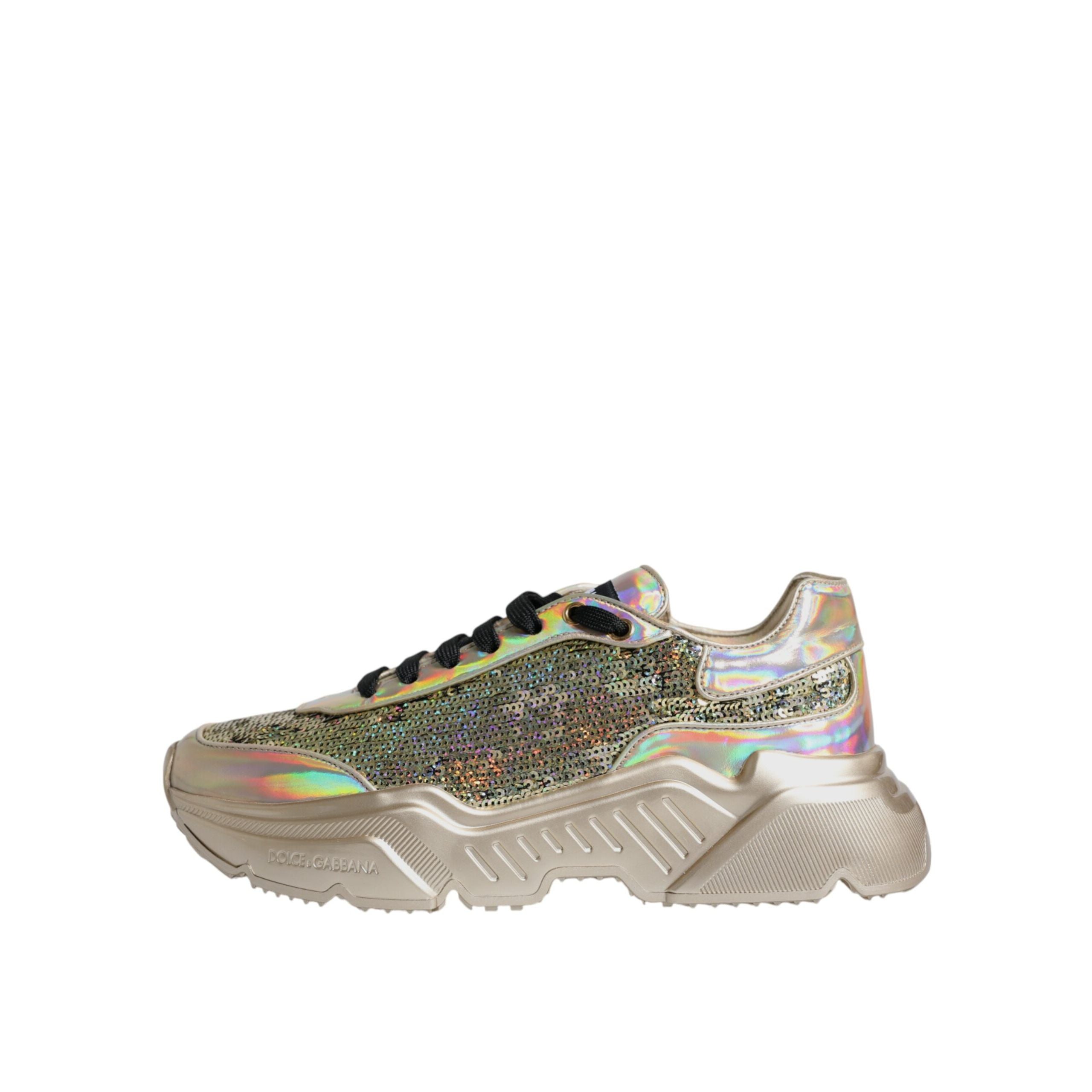 Dolce & Gabbana Gold Sequin Iridiscent Daymaster Sneakers