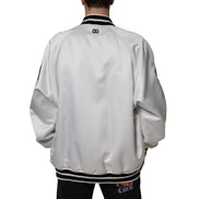 Dolce & Gabbana White Logo Full Zip Bomber Jacket