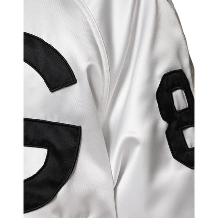 Dolce & Gabbana White Logo Full Zip Bomber Jacket
