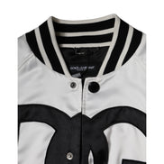 Dolce & Gabbana White Logo Full Zip Bomber Jacket