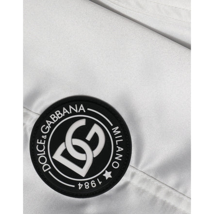 Dolce & Gabbana White Logo Full Zip Bomber Jacket