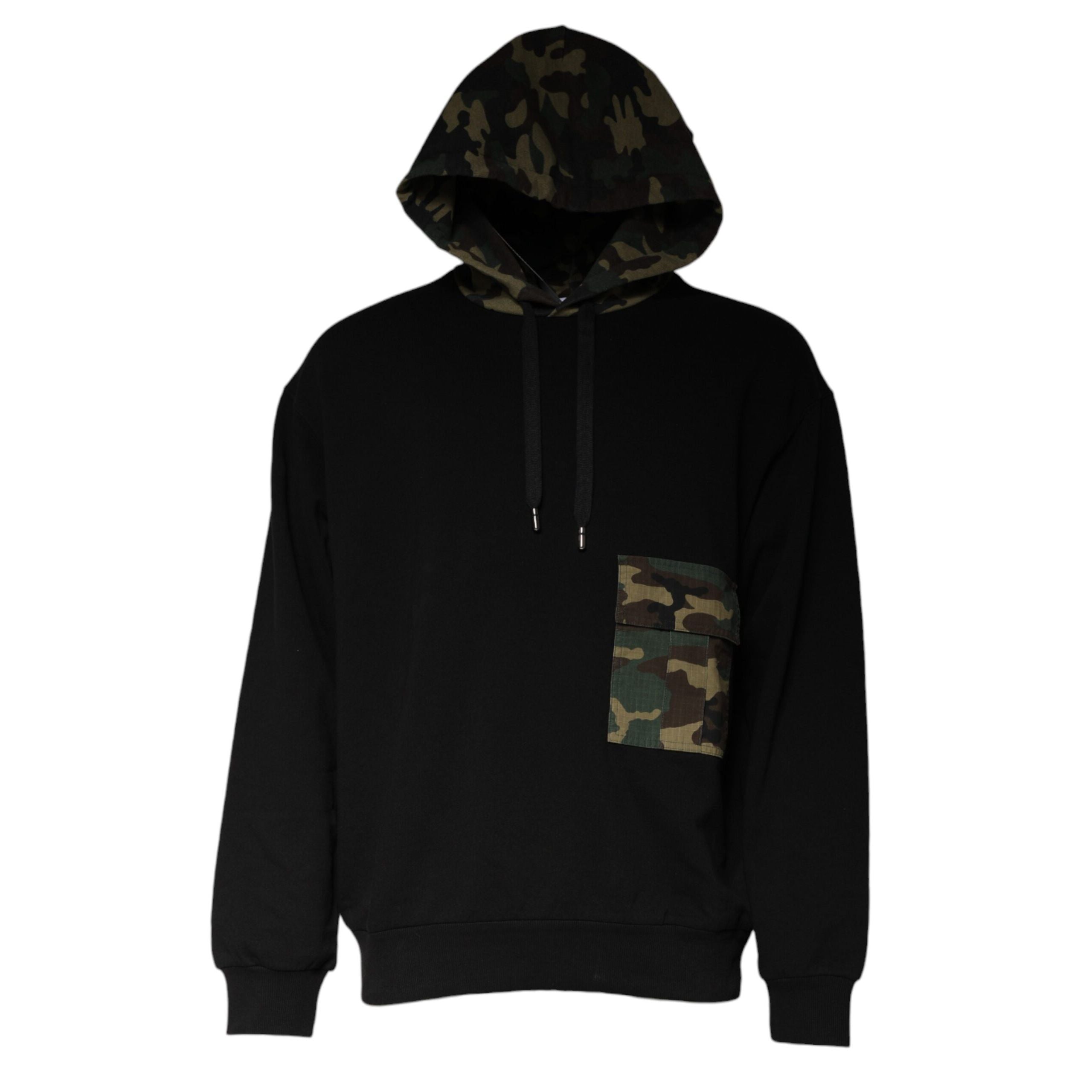 Dolce & Gabbana Black Camouflage Hooded Sweatshirt
