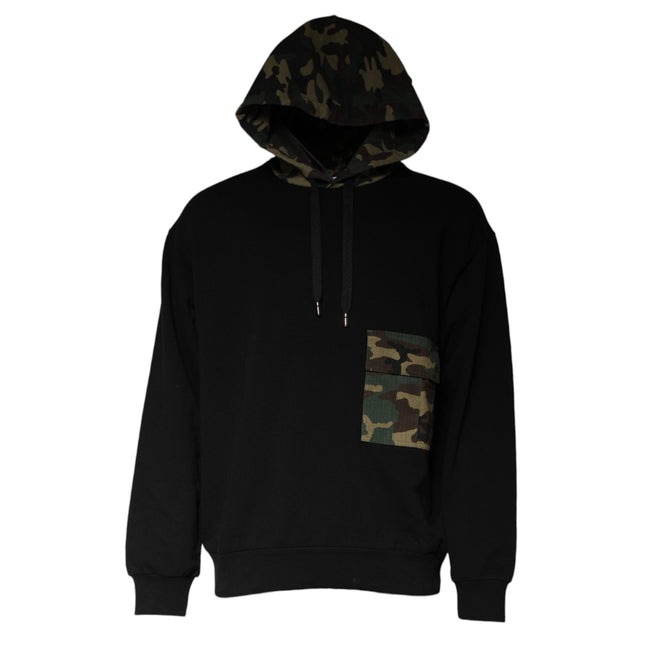 Dolce & Gabbana Black Camouflage Hooded Sweatshirt