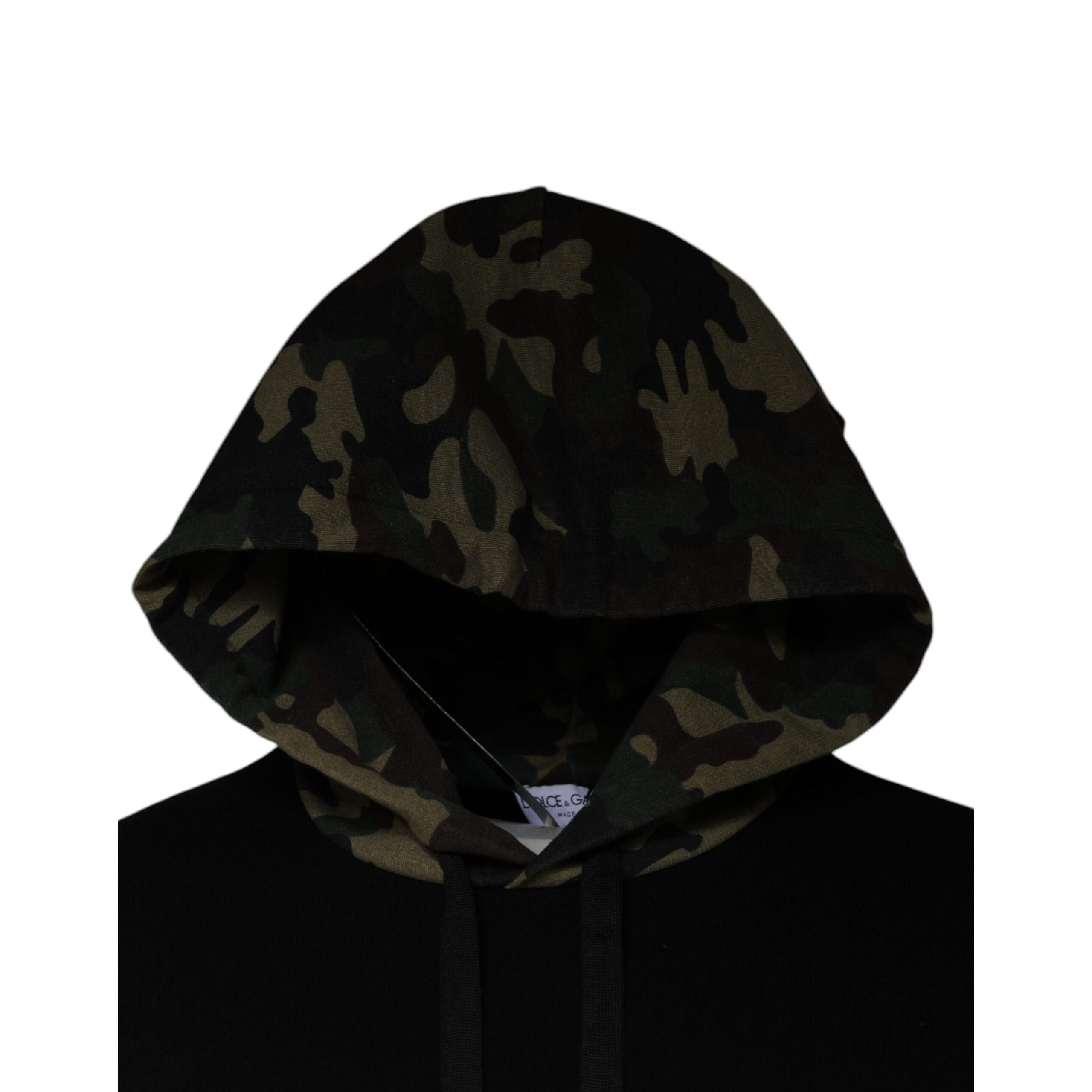 Dolce & Gabbana Black Camouflage Hooded Sweatshirt