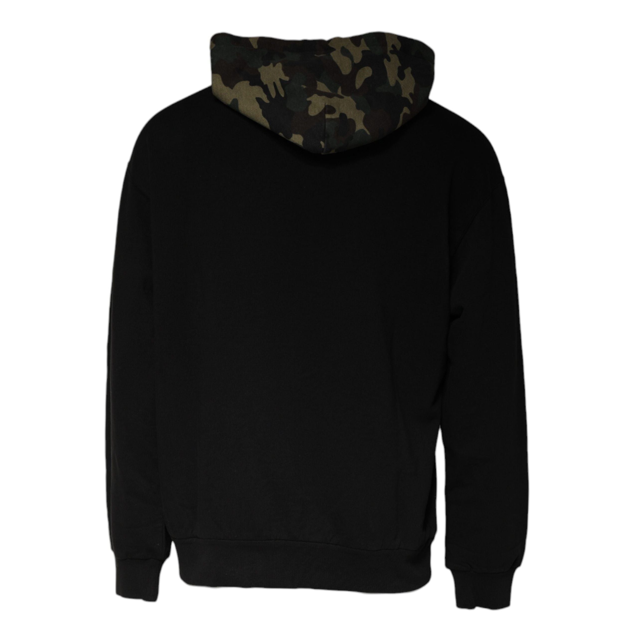 Dolce & Gabbana Black Camouflage Hooded Sweatshirt