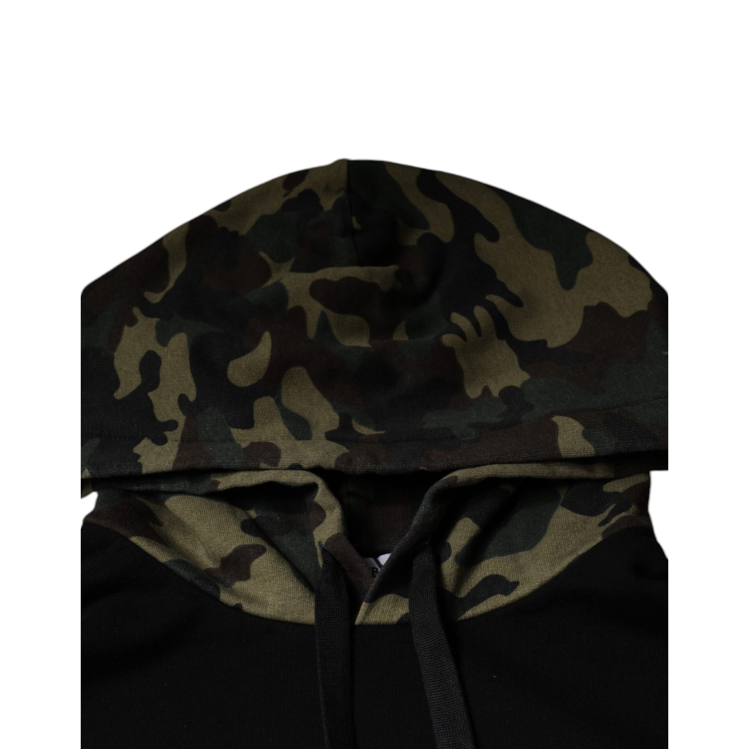 Dolce & Gabbana Black Camouflage Hooded Sweatshirt