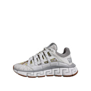 Adidași Versace albasă cu imprimeu Trigreca Barocco și talpă joasă