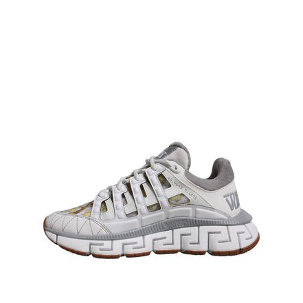 Adidași Versace albasă cu imprimeu Trigreca Barocco și talpă joasă