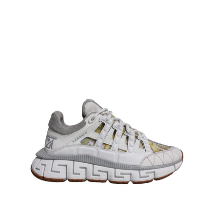 Adidași Versace albasă cu imprimeu Trigreca Barocco și talpă joasă