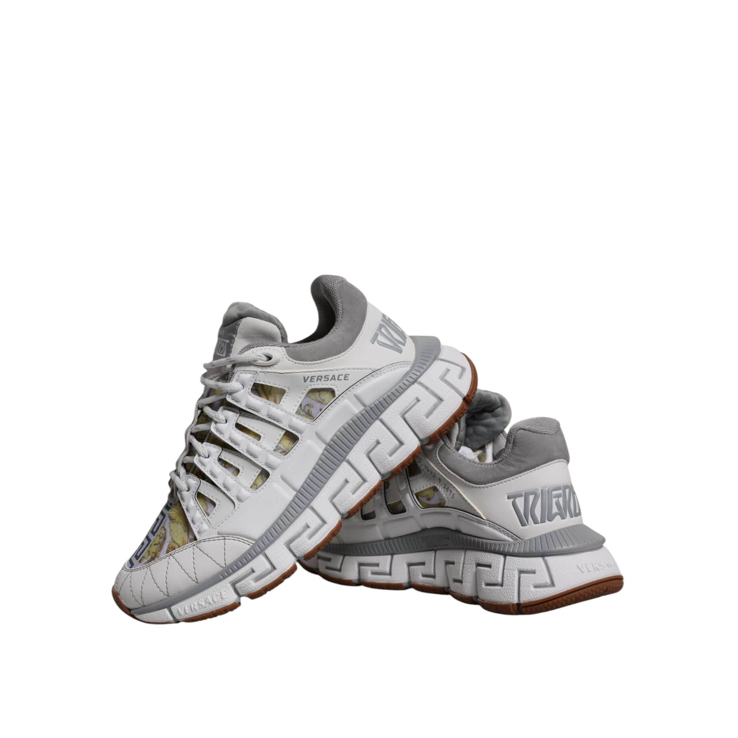Adidași Versace albasă cu imprimeu Trigreca Barocco și talpă joasă