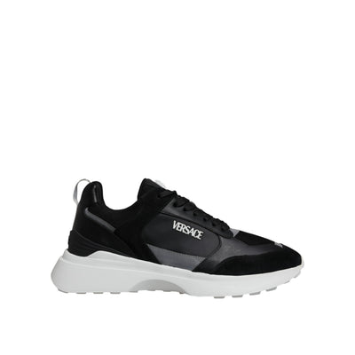 Versace Black Medusa Quad Canvas Low Top Sneakers