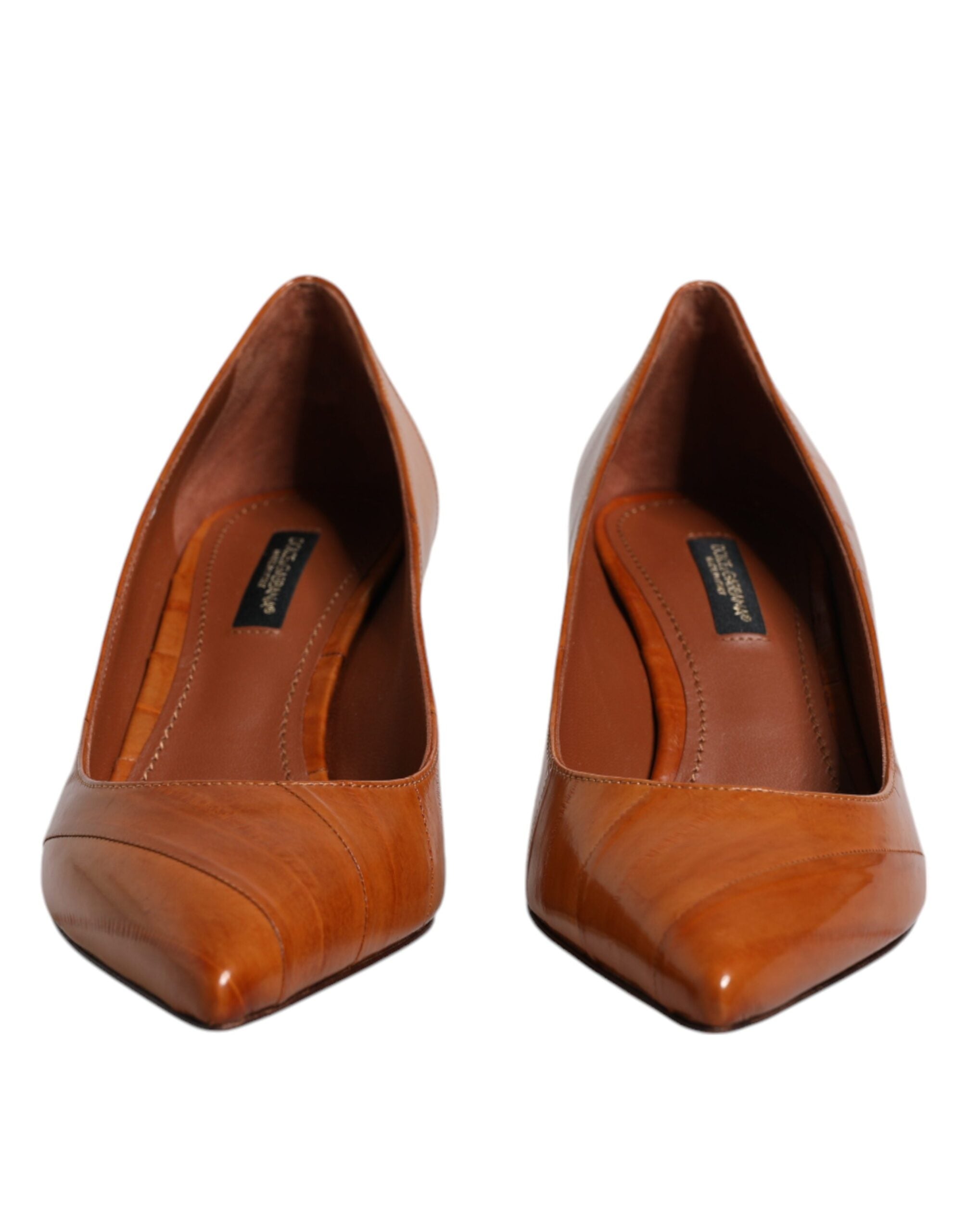 Dolce & Gabbana Brown Leather Kitten Heel Pumps