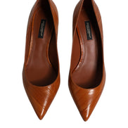 Dolce & Gabbana Brown Leather Kitten Heel Pumps