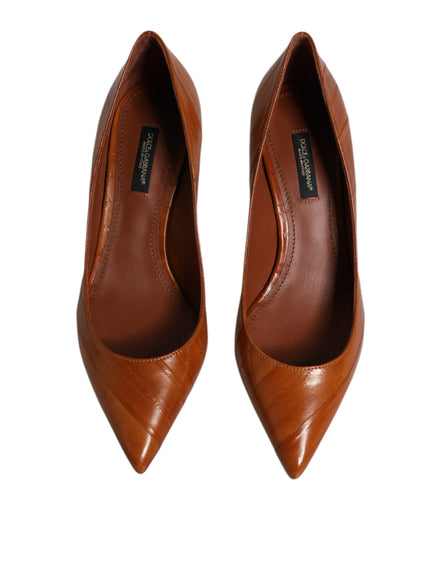 Dolce & Gabbana Brown Leather Kitten Heel Pumps