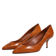 Dolce & Gabbana Brown Leather Kitten Heel Pumps