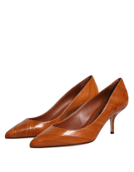 Dolce & Gabbana Brown Leather Kitten Heel Pumps