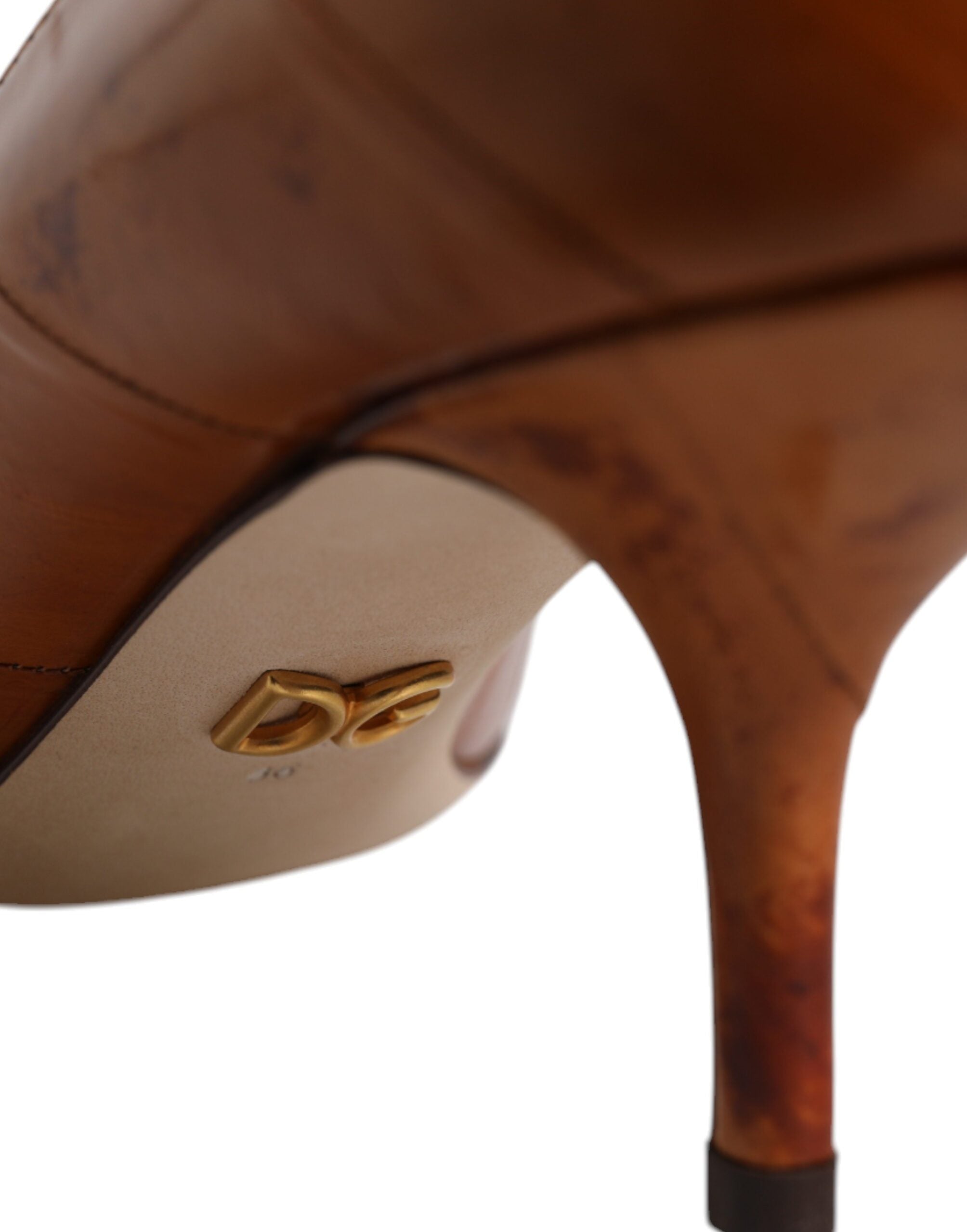 Dolce & Gabbana Brown Leather Kitten Heel Pumps