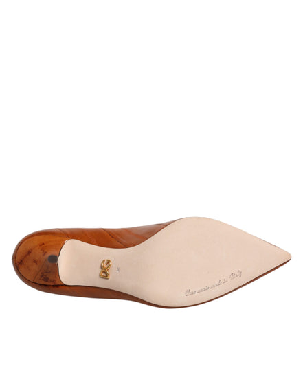 Dolce & Gabbana Brown Leather Kitten Heel Pumps