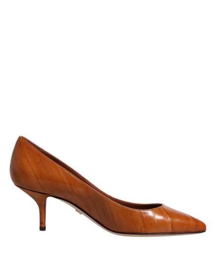 Dolce & Gabbana Brown Leather Kitten Heel Pumps