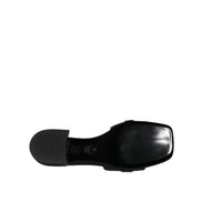 Versace Black Leather Slip-On Slides