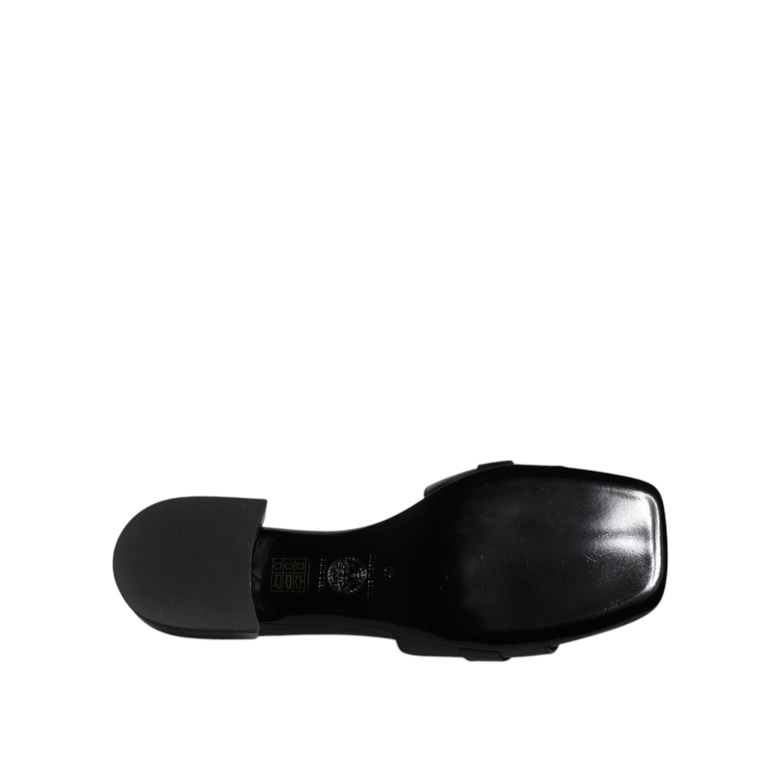 Versace Black Leather Slip-On Slides