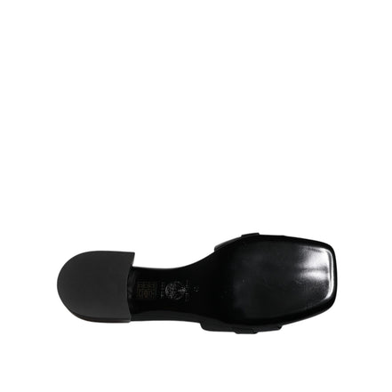 Versace Black Leather Slip-On Slides