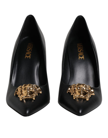 Versace Black Leather High Heel Pumps