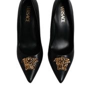 Versace Black Leather High Heel Pumps
